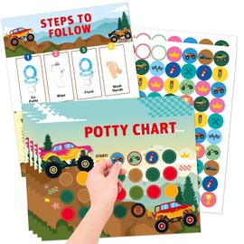 Potty Training Reward Chart, KAMHBE 10 Sheet Potty Training Chart for Toddlers Boys Girls - Car Potty Chart with Stickers Toilet Training Reward Chart Develop Toileting Habit (Car)
