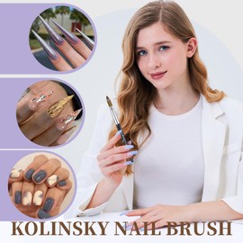 Acrylic Nail Art Brush Size 20, 100% Pure Kolinsky Hair Oval Nail Brush for Acrylic Application, Professional Nail Extension Manicure Tool Striping Nail Drawing Pen for DIY Home Salon