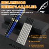 2pz Pluma De Acero Alta Calidad Con Recambio Y Caja