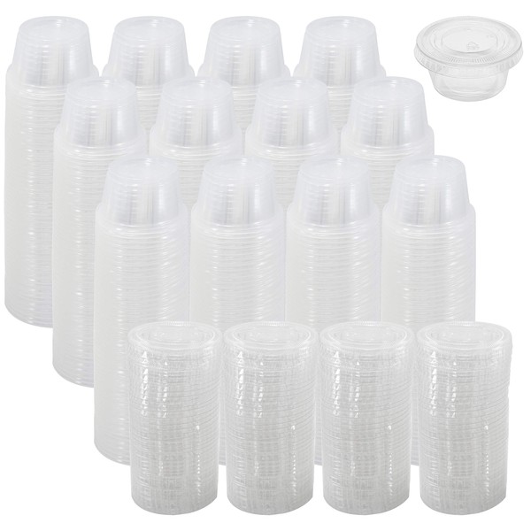 Upper Midland Products [400 sets] 2 oz souffle cups with lids, Condiment Cups With Lids, 2 oz Containers With Lids,great for jello shots, bulk portion cups