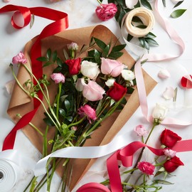 Offray Single Face Satin Craft and Decorative Ribbon, 7/8" Wide, 21-Foot Spool, Sherry Red (151042)