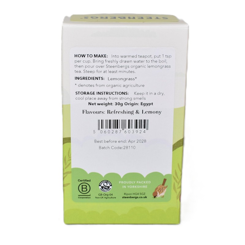 Steenbergs Organic Lemongrass Herbal Tea - Loose Leaf 30g