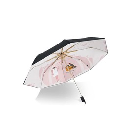 PRAIN Original Illustration Parasol Folding Creative Parasol UV Protection Ultra Light UV Umbrella Aluminum Alloy Material Fashion Umbrella UPF 50+, dreamy pink