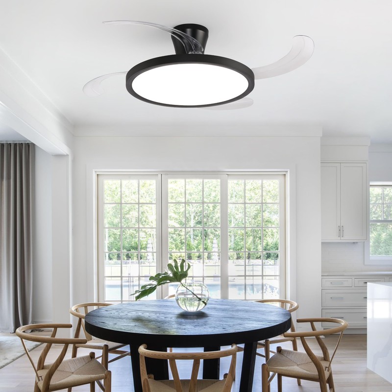 Slim Retractable Ceiling Fans with Lights and Remote Control, 48