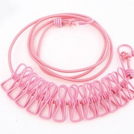 Portable Travel Camping Clothesline with Pegs Line Pink 5ea