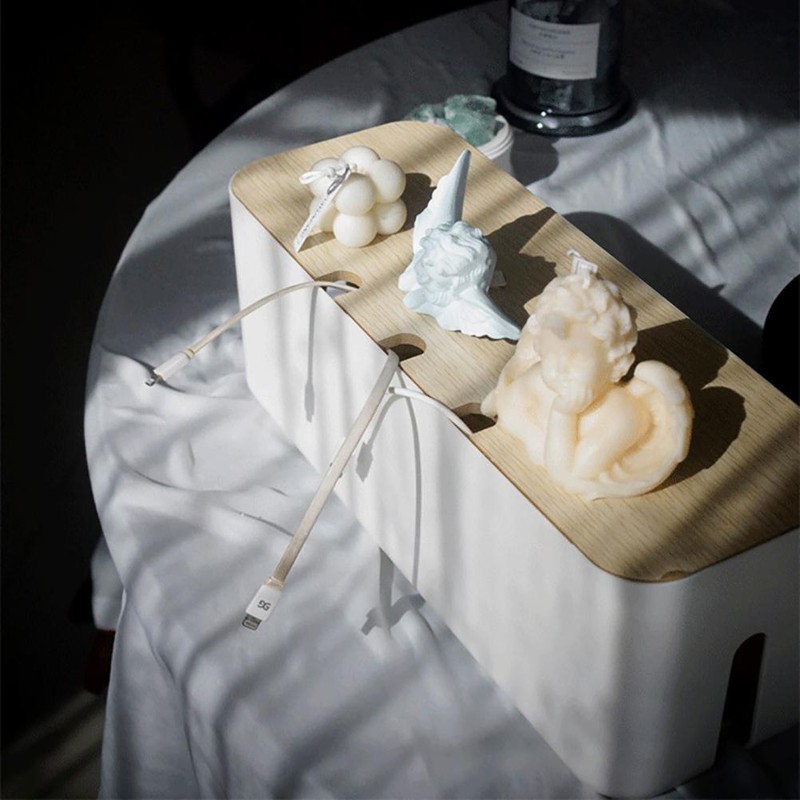 Cable Management Box Cord Organizer Box Hides Power Strips Behind