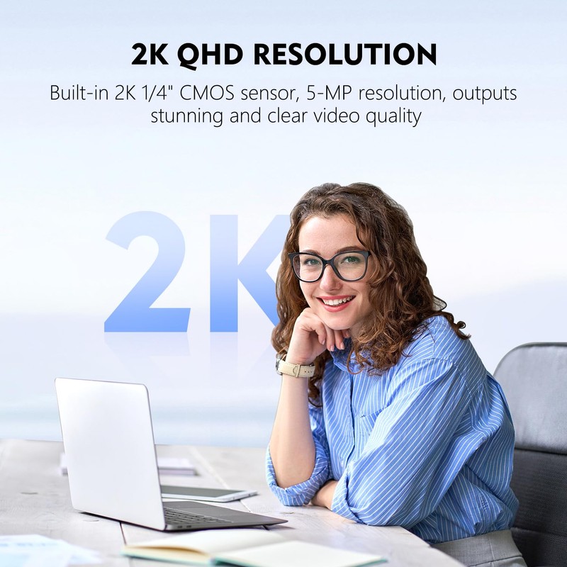 TOALLIN 2K QHD Webcam with Windows Hello, Face Recognition Webcam,