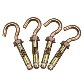 Napredak 25/64" x 3-1/2" Concrete Hooks Brick Wall Hooks for Hanging, Expansion Eye Bolt Screw Anchor, Heavy Duty Open Cup Hook for Cement Ceiling Hanging Pictures Light Plants (4 pcs)