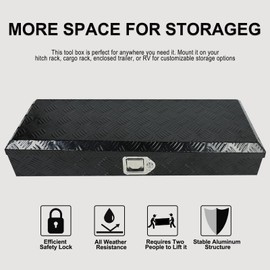 PRUNkuar 34.5 Inch Truck Tool Box Aluminum Heavy Duty Trailer Tool Box, Waterproof for Pickup Truck Bed, RV Trailer 34.5"x 12.75"x 6.4" Black