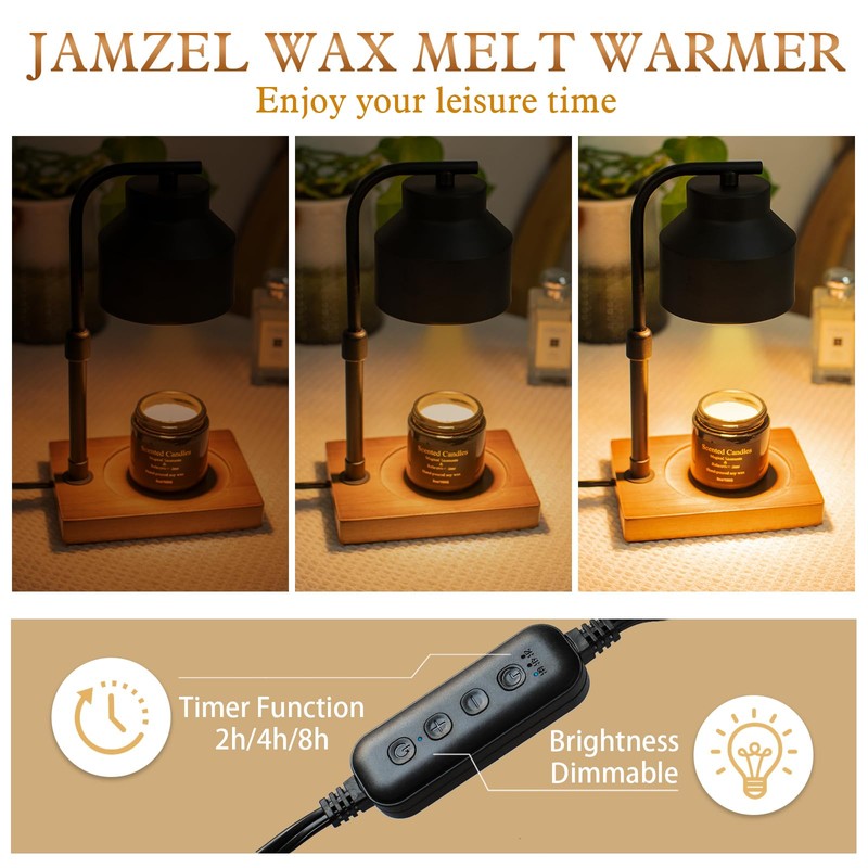 JAMZEL Candle Warmer Lamp with Timer,Dimmable Electric Candle Lamps Warmer,Home