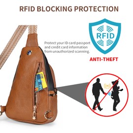 BIAVOI Crossbody Bags for Women Anti Theft Small Sling Handbag with Zipper Lock Vegan Leather RFID Blocking Chest Pure (black brown)