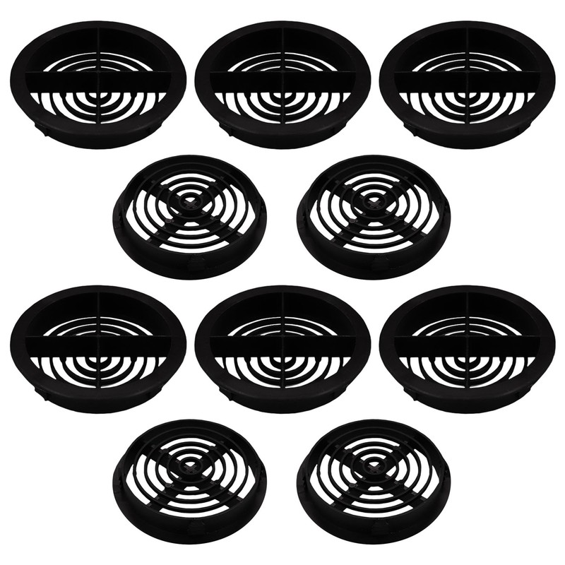 10 x Black Plastic 70mm Round Soffit Air Vents/Push in