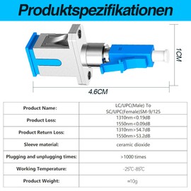 Yuragim Pack of 2 Fibre Optic Adapter, SC/APC Female to LC/APC Male Singlemode, Lc/APC to Sc/APC, LC to SC Adapter for Durable & Fast Fibre Optic Coupling, 0.2 dB Low Loss (SC/APC-LC/APC)