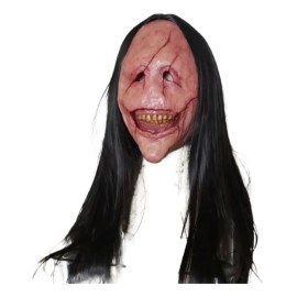 Máscara De Diablo Con Cara Roja De Pelo Largo, Máscaras Faci