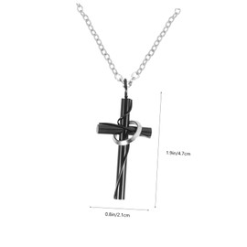FRCOLOR 1 Classic Titanium Steel Cross Necklace Cross Pendant Chain Simple Men Jewelry for Various Occasions Durable Safe Material present Idea