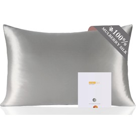 ZIMASILK 100% Mulberry Silk Pillowcase for Hair and Skin, with Hidden Zipper, Both Sides 19 Momme Pure Silk, 1pc(Standard20''x26',Dark Grey)