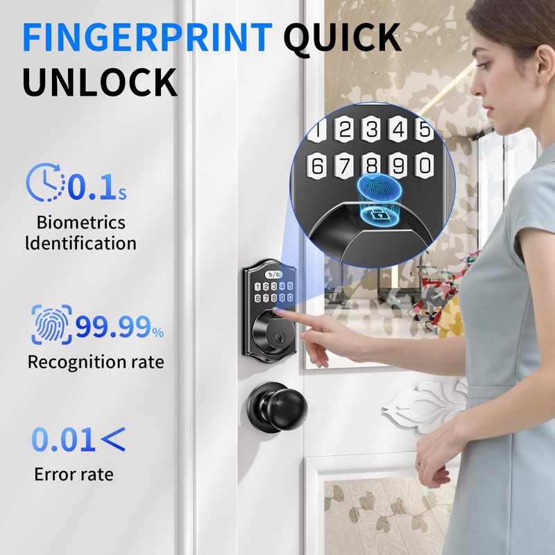 Smart Front Door Lock Set with 2 Levers: Keyless Entry
