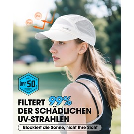 GXCROR Performance Baseball Cap for Men and Women - UPF 50+ Sports Cap, Lightweight & Quick Drying for Golf, Hiking, Gym | Adjustable Sun Protection with Reflective Logo, White and white, Unit size