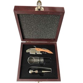 Storagemate - Wine Opener Set In a Mahagony wood Box with Wine Air Aerator and Stopper - Corkscrew Wine Bottle Opener - Foil Cutter - Wine Aerator Pourer for Party - All in One Wine Gifts Set