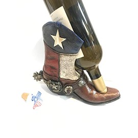 BigTexas Western Boot Design Wine Bottle Holders Various Designs with Bonus Texas Map Wine Stopper (Texas Flag Design)