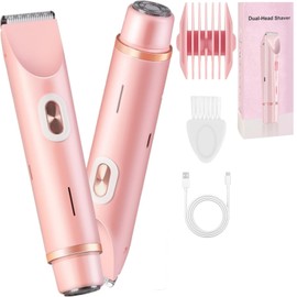 Bikini Trimmer for Women, 2025 New 2 in 1 Womens Body Shaver, Electric Shaver Dual Head Electric Razor for Women, Ipx67 Waterproof Wet & Dry Use Body Hair Trimmer (Pink)