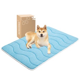 MICROCOSMOS 0.8" Thick Cooling Dog Foam Pad & Summer Pet Sleeping Mat, Machine Washable, Materials Safe, Portable Flat Pet Bed for Dogs.(Sky Blue, 42" x 28")