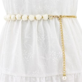 FAIRYGATE Women's Beaded Thin Waist Chain Bead Belt Dress Decoration Waist Bead Pendant, DA64, Da6416