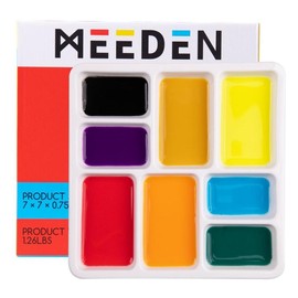 MEEDEN 18-Well Porcelain Artist Paint Palette, Mixing Art Ceramic Palette for Watercolor Gouache Acrylic Oil Painting, Rectangle 8 by 5-1/2-Inch - Size: 8 Wells
