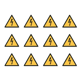 Electrical Voltage Warning - W012 - DIN EN ISO 7010 / ASR A1.3 - Stickers: 2.5 cm, Pack of 12