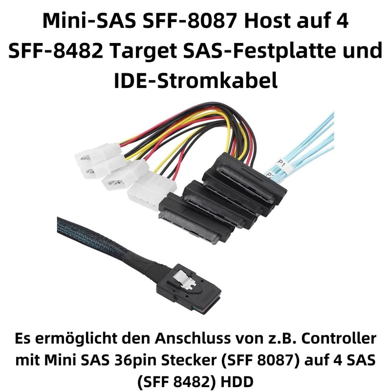 Bolwins P47CS Mini SAS 36-Pin Male (SFF-8087) to 4x 29-Pin