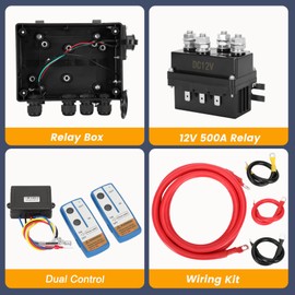 12V 500A Winch Solenoid Contactor Relay with Contactor Box and Twin Remote Control, 12v 500a Winch Solenoid Contactor Relay for 8000-17000lbs ATV UTV Truck Jeep Winches