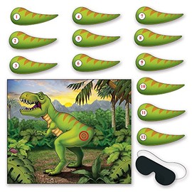 Beistle Pin The Tail On The Dinosaur Game, 18" x 21½", Multicolored, Birthday, Children's party, Halloween, Christmas