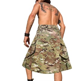 KOCTHOMY Men's Scottish Skirt 23" Camo Utility Kilt with Cargo Pockets 0911 CP Camo 34