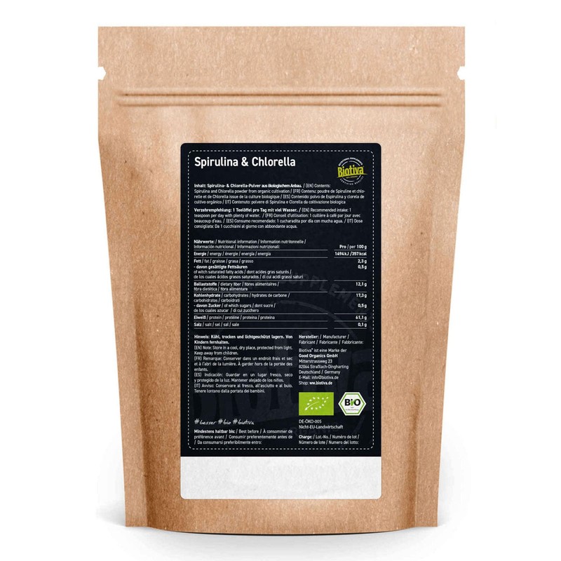 Chlorella Spirulina Powder Organic 100 g - Algae Blend -