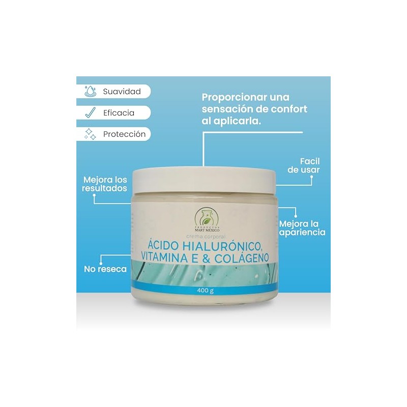 Crema Facial De Ácido Hialurónico, Vitamina E & Colágeno Hidratación