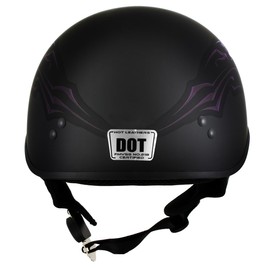 Hot Leathers HLT70 'Purple Butterfly' Flat Black Advanced DOT Motorcycle Half Face Biker Helmet - X-Large
