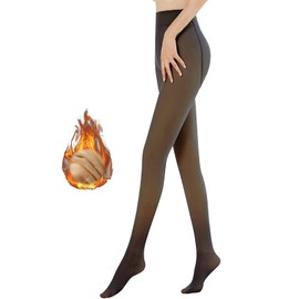 SHOWHEEL Thermal Tights for Women, Lined Tights, Fleece Translucent Tights, Winter Tights Women's Lined, Warming Fleece Leggings for Women, Suitable for 40-75 kg, black