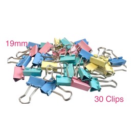 19mm Small Assorted Colour Foldback Clips Paper Binder Clamps Clips Bulldog Colour Qty 30 Pcs