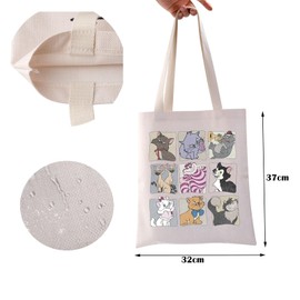 ZJXHPO Cartoon Character Tote Bag WDW Reusable Grocery Shopping Bag Cat Lovers Gift Shoulder Bag (M Cat Tote)