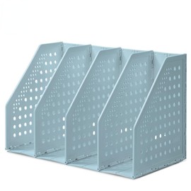 ZQS Collapsible Plastic Magazine File Holder,Vertical Binder Storage Organizer for Desk Sturdy Plastic Binder Organizer 4 Vertical Hollow Compartmente，Desktop Accessories for Home and Office Storag