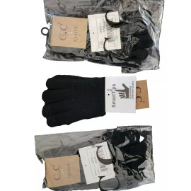 CC Exclusives C.C. Exclusives Ribbed Knit Winter Gloves Womens Black OS New