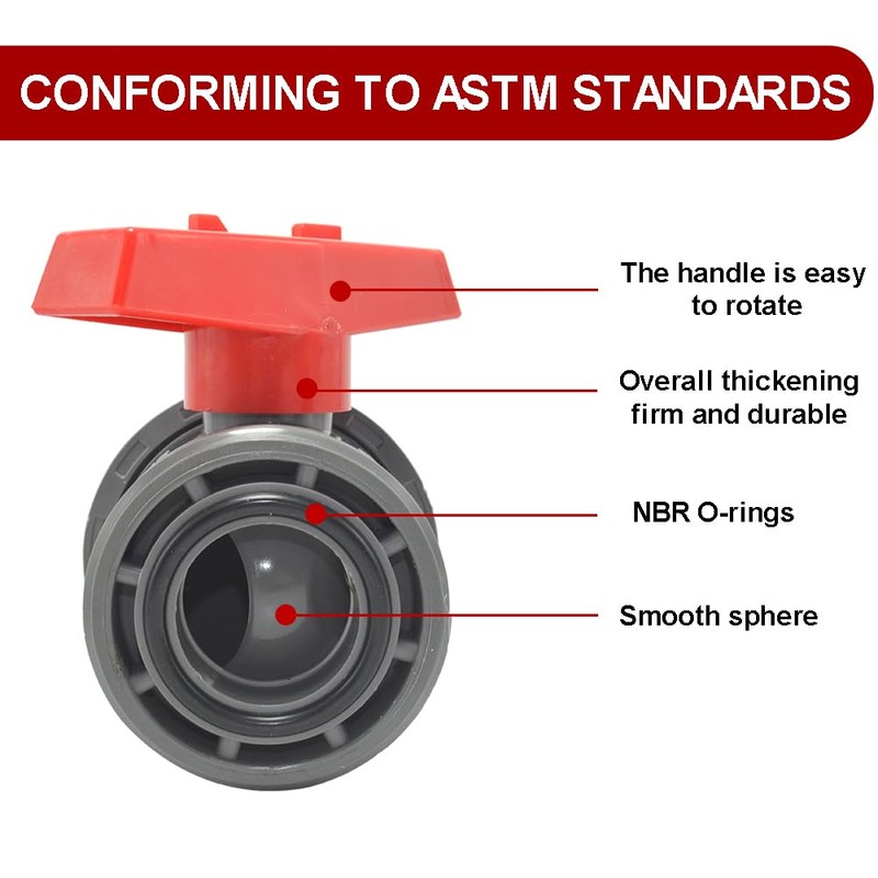TTFLEX 1-1/2" Inch (DN40) True Union Ball Valve, ASTM NBR