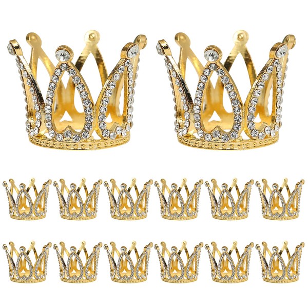 12 adornos de corona para tartas, mini corona de reina, decoración de princesa, corona decorativa, tiara de vidrio, decoración para dama, niña, boda, cumpleaños, novia, baby shower, suministros de