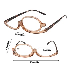 MWUMRCM Make Up Brille,350 Dioptrien Vergrößerungs-Make-Up-Brille,Drehbare Make-Up-Brillen,Make-Up-Lesebrillen Damen,Klappbaren Brillenglas,Makeup Lesebrille Frauen,Modische Augen-Make-Up-Brille