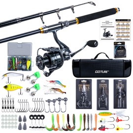 Goture Fishing Rod and Reel Combos-Telescopic Fishing Pole Spinning Reel Lures Set with Carrier Bag,Telescopic Rod Kit for Starter Travel Saltwater Freshwater Fishermen, Gear Gifts for Men