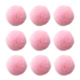 Ouliget Fluffy Faux Fur Pom Pom Ball,DIY Crafts Faux Fur Pompom Balls Small,Removable Knitting Scarves Gloves Bags Keychains Faux Fur Fabric Ball,2.3Inches 20 Pieces,Pink
