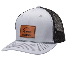 Alpine Swiss Trucker Hat Snapback Mesh Back Cap Adjustable Breathable Casual Baseball Cap Gray