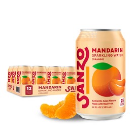 Sanzo Flavored Sparkling Water - Mandarin Orange Seltzer - Low Calorie Low Sugar Soda - Craft Asian Drinks - Vegan Gluten Free Carbonated Flavored Water - Fizzy Healthy Drinks - 12oz, 12 Pack