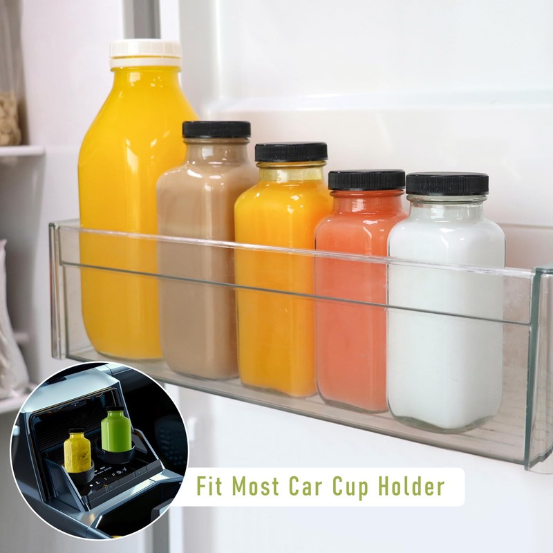 SZUAH 8 oz Glass Juice Bottles with Lids 6 Pack,Reusable