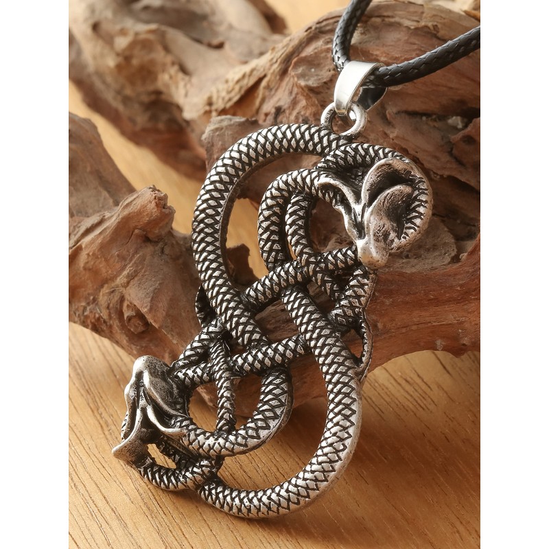 HAQUIL Loki Necklace, Viking Loki Symbol Pendant, Faux Leather Cord,